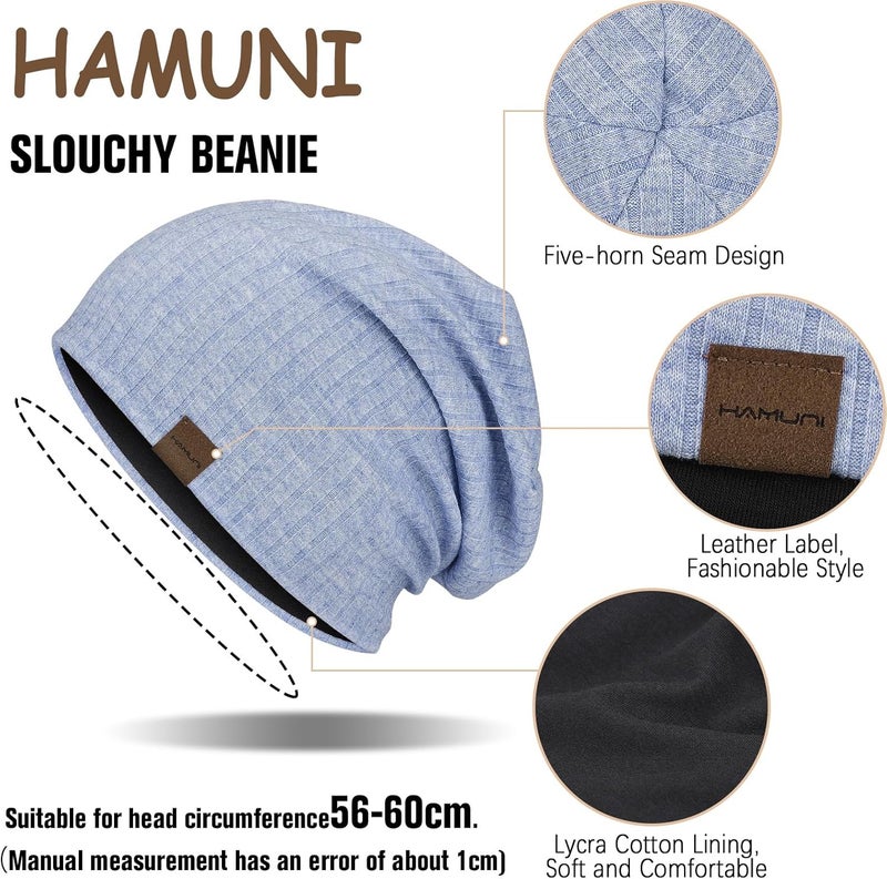 HAMUNI Slouchy Beanie for Men Women Soft Lightweight Running Beanie Hat Chemo Cap Skull Cap - Image 2